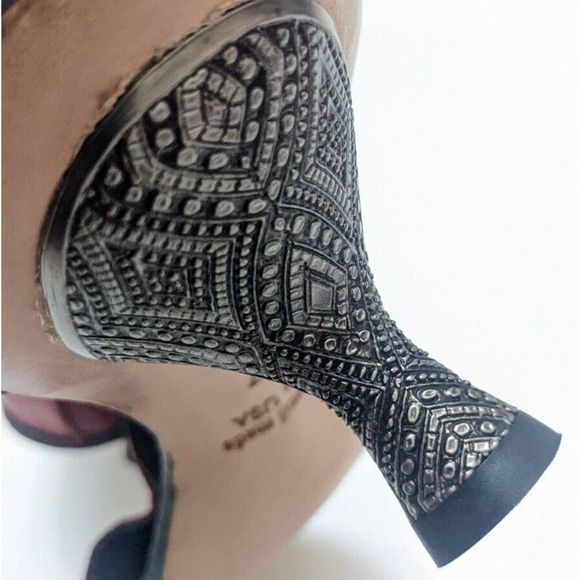 CYDWOQ 37 Heeled Sandals Red Handmade Leather USA - Picture 6 of 8